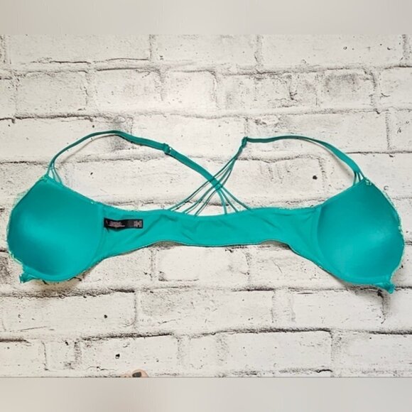 Victoria's Secret Teal Padded Lace Clasp in Front Underwire Bra Size 36D - Picture 7 of 9